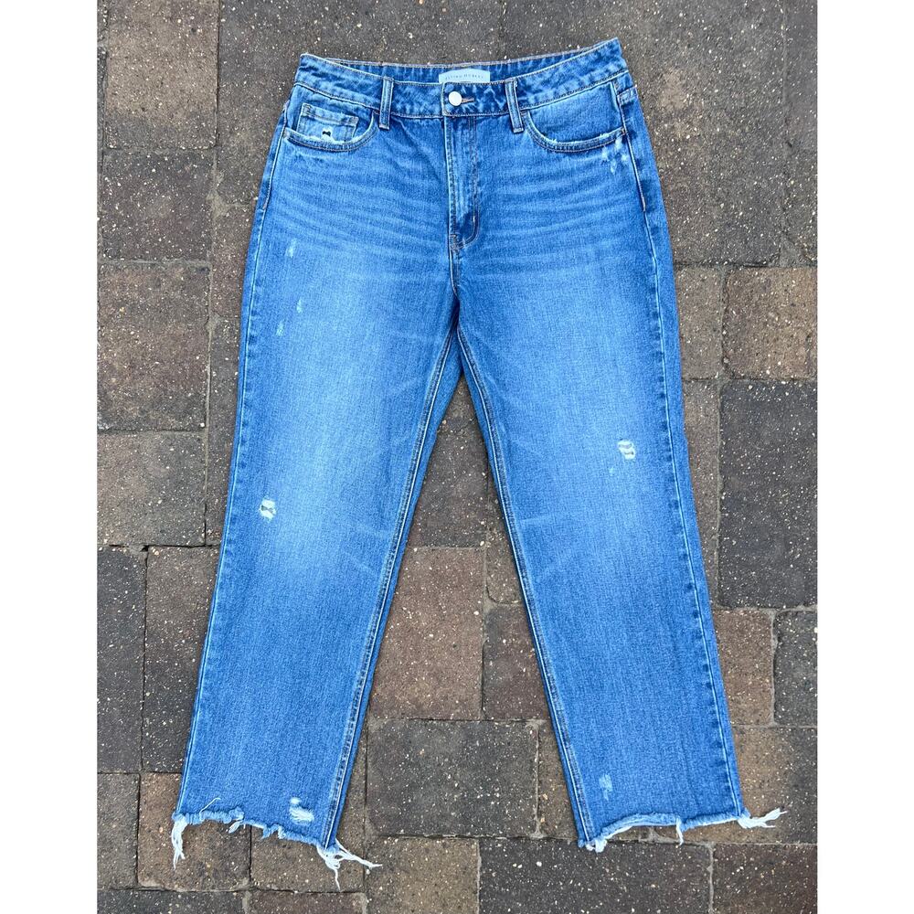 Flying Monkey high rise distressed frayed hems cropped jeans size 28x27 - Picture 2 of 5